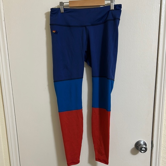 EUC Aviator Nation Striped Athletic Leggings - Picture 1 of 6